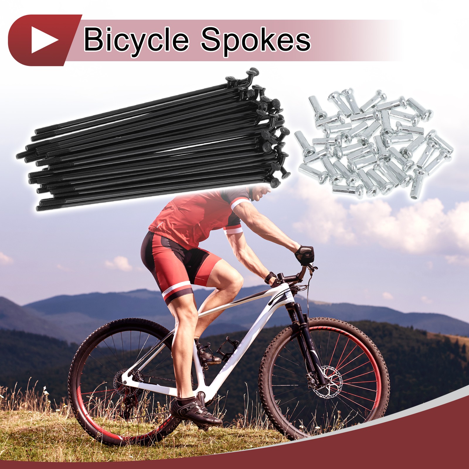 36 Set of Bike Spokes 14G 89mm Wheel Spokes Bike Carbon Steel Black