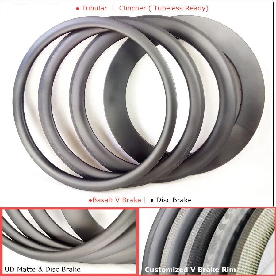 700C 25mm Wide 45/55mm Depth Asymmetric Carbon Road Bicycle Rim Disc Brake Ring