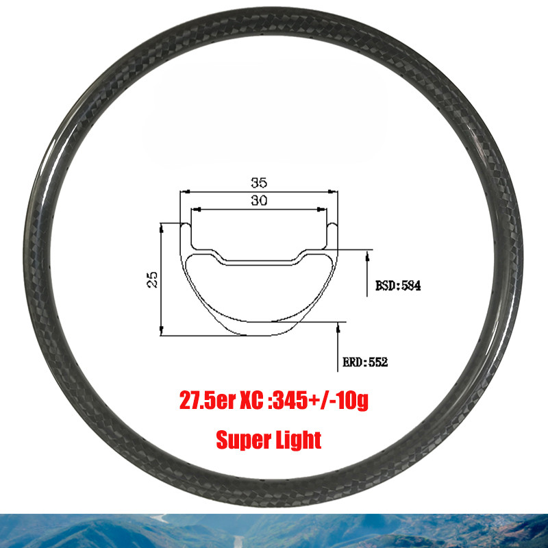Super Light 27.5er MTB XC Bike Carbon Rim Off-Road 24/28/32Holes Wheel UD 3K 12K
