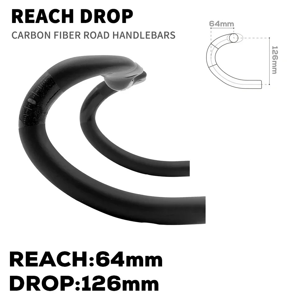 Road Bike Handlebar 380mm/400mm/420mm/440mm Black Matt Fully Internal Routing