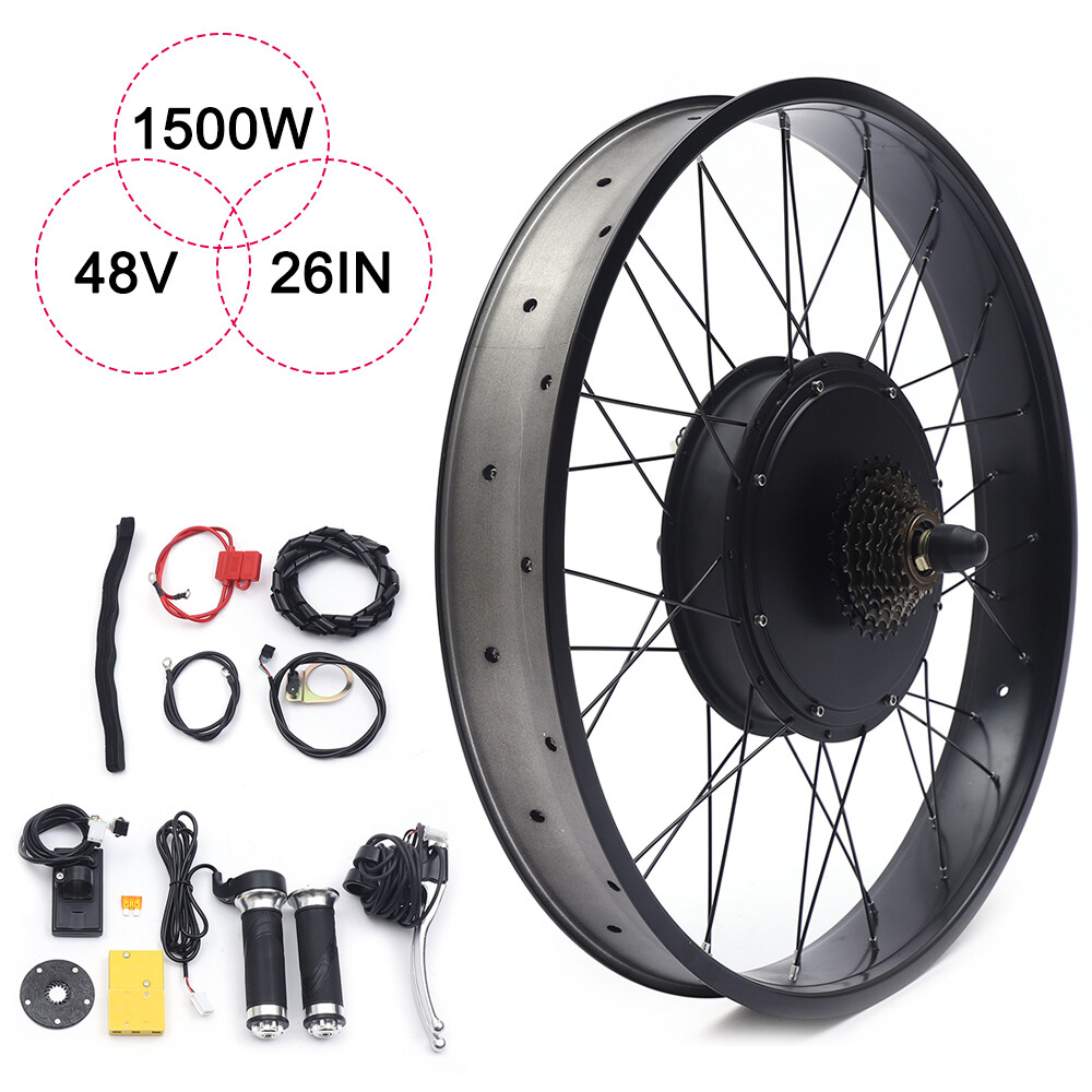 Electric Bicycle Conversion Kit Fat Tire EBIKE 48V 1500W 26 Rear Hub Motor LCD