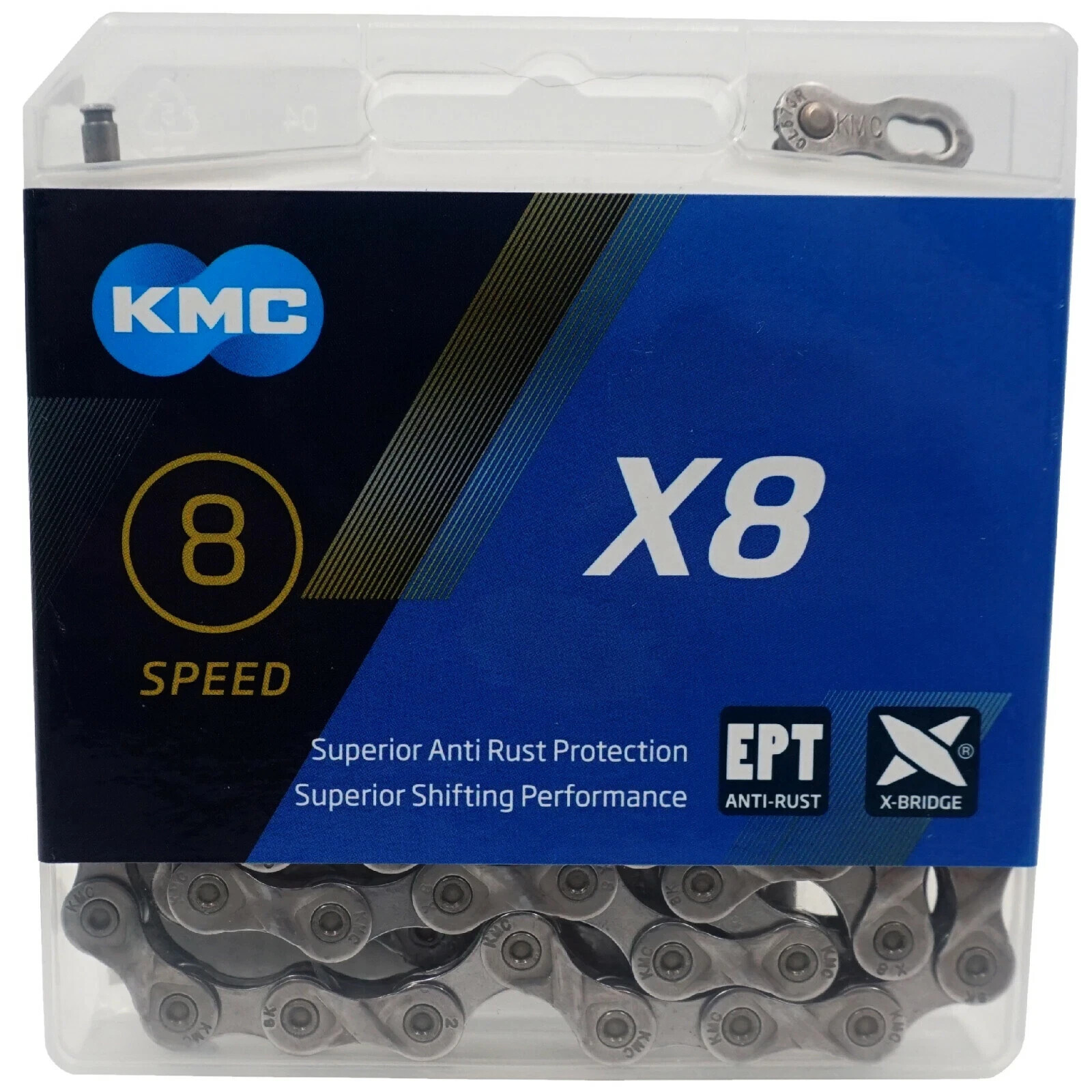 KMC X8-EPT Eco Proteq 5 / 6 / 7 / 8 Speed Bike Chain Rust Proof 116 Links