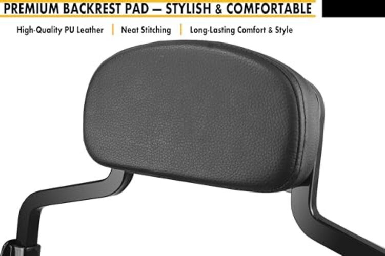 Detachable Hardware Backrest Sissy Bar Upright Gloss Black+Docking Kit