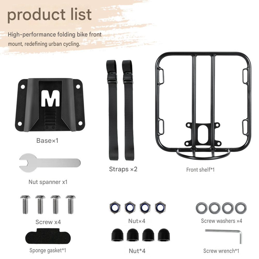 Front Mount Aluminum Rack for Folding Bikes Quick Release No Tools Needed