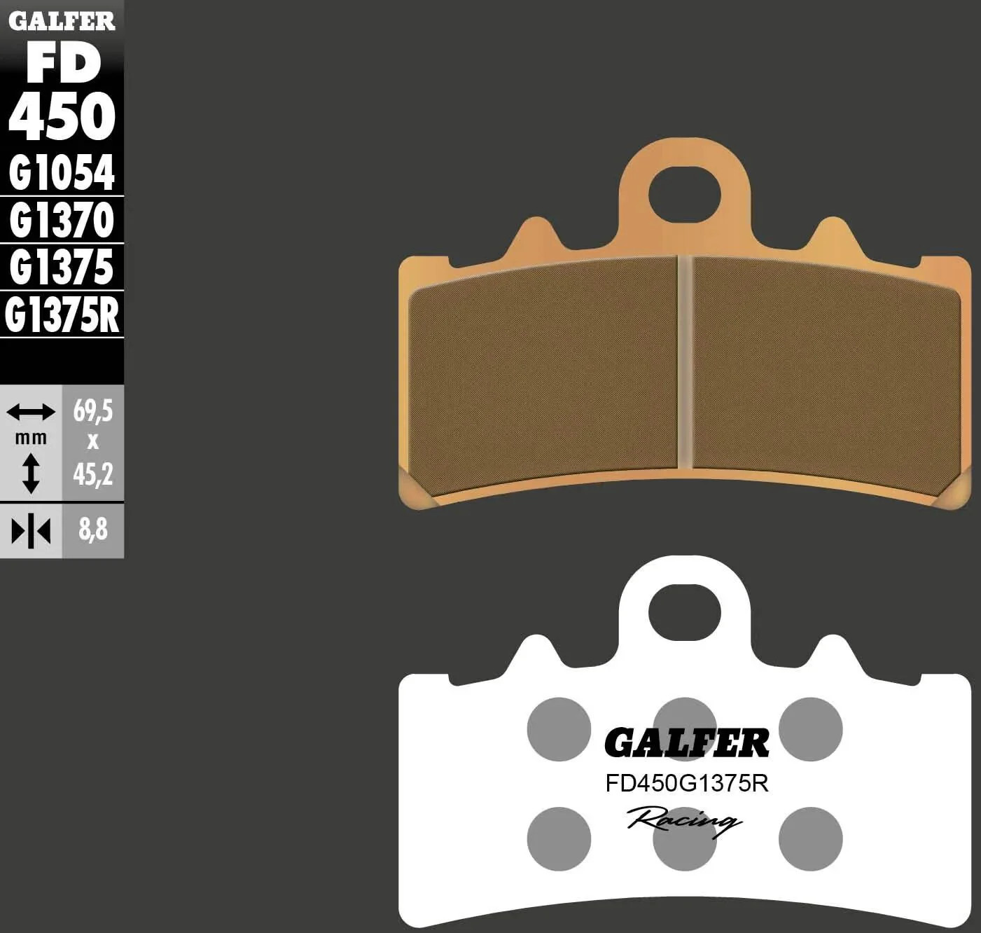 galfer brake pads fd450 brake pad fd450 g1375r sint.met.racing
