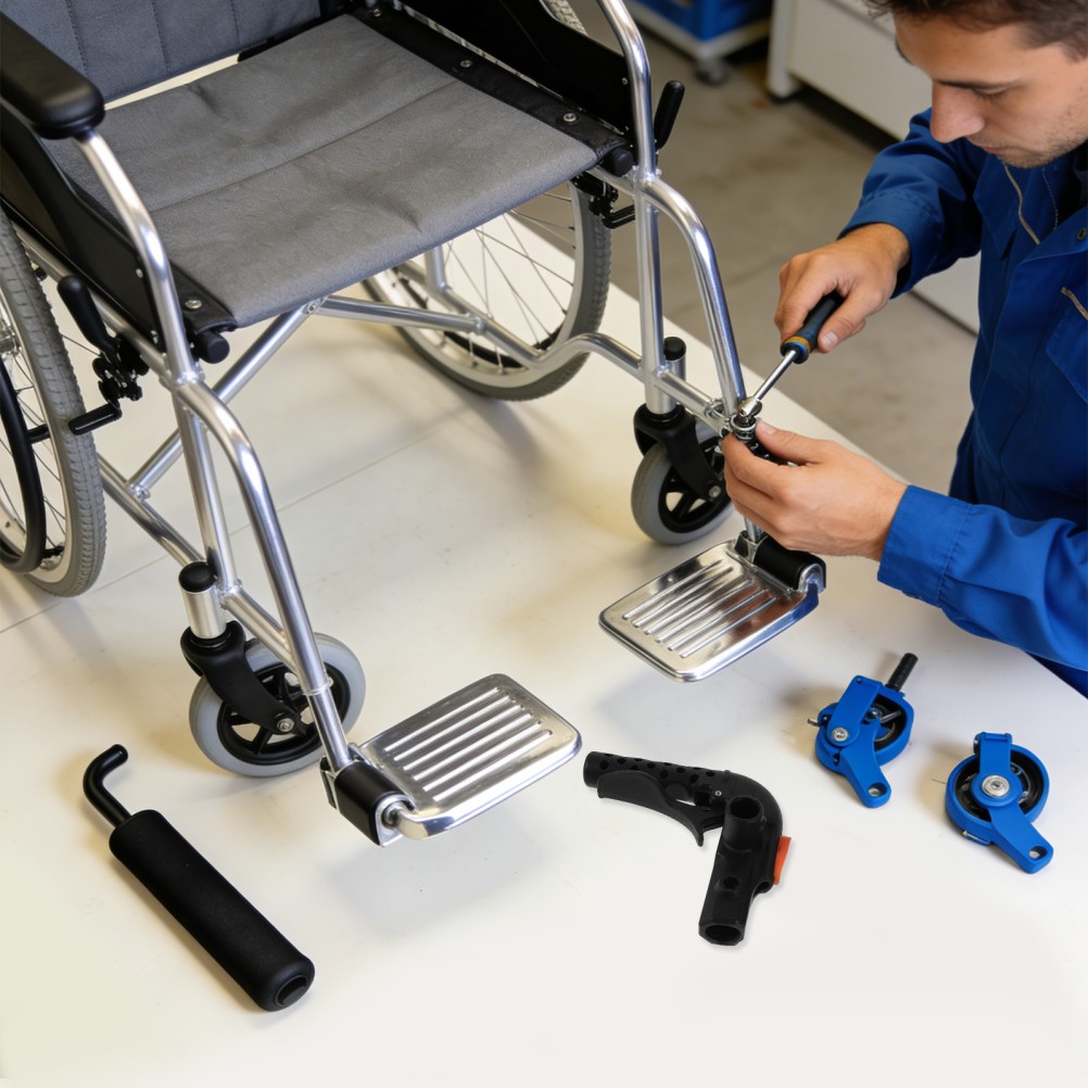 1 Pair Wheelchair Brake Handles Replacement Durable Plastic Metal Rubber