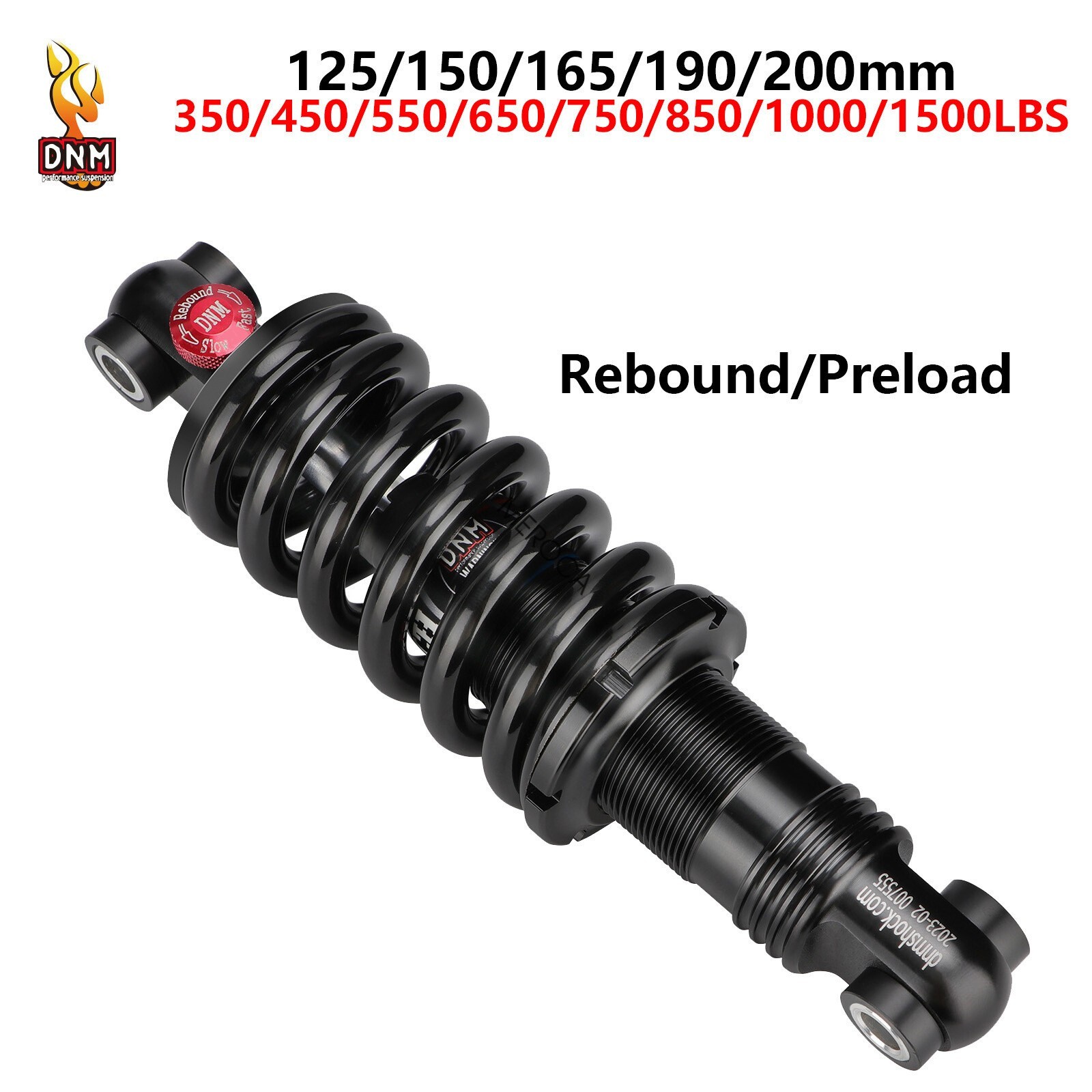 DNM DV22AR Mountain Bike Biycle Coil Spring Rear Shock 125/150/165/190/200mm