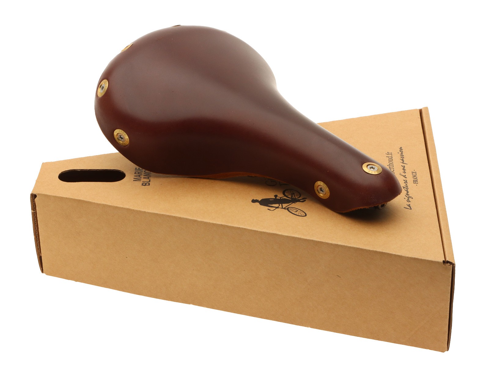 Gilles Berthoud Marie Blanque Saddle Steel Rails Hard Leather Brown NEW NOS