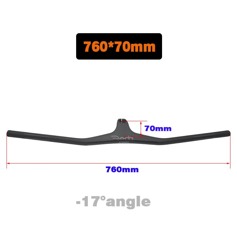 Integrated MTB Handlebar -17° Cockpit Carbon Fibre XC Handlebar 28.6mm 720-800mm