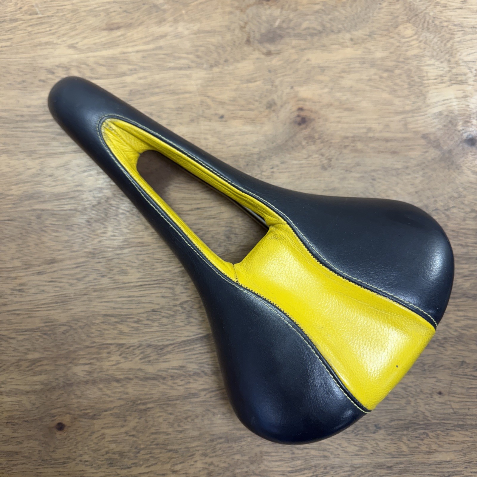 Selle Italia TFI Terry Liberator Ti-Race Bike Saddle Black Yellow Leather Cutout