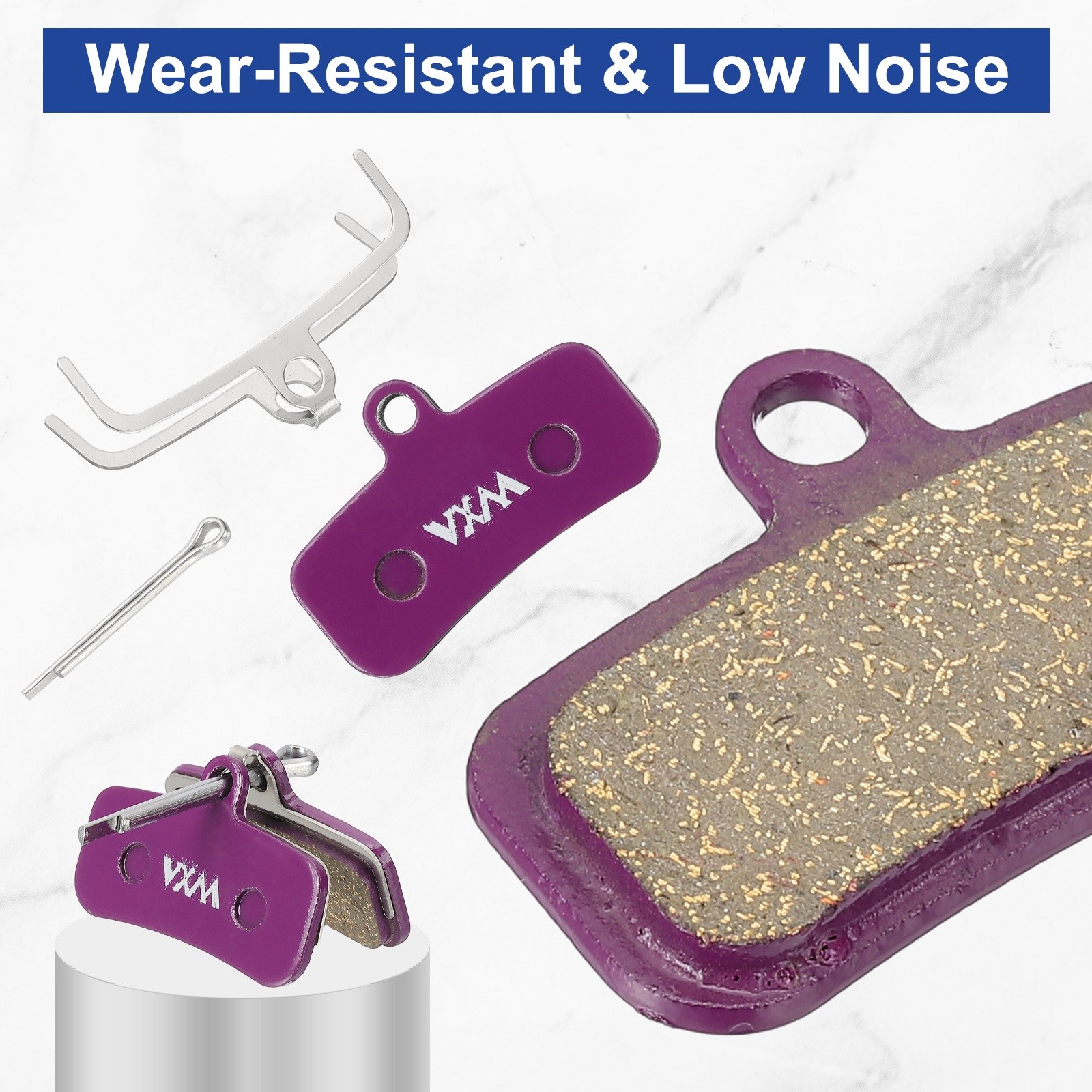Disc Brake Pad 1.56″ x 0.65″ Bike Brake Pads with Spring and Pin, Purple