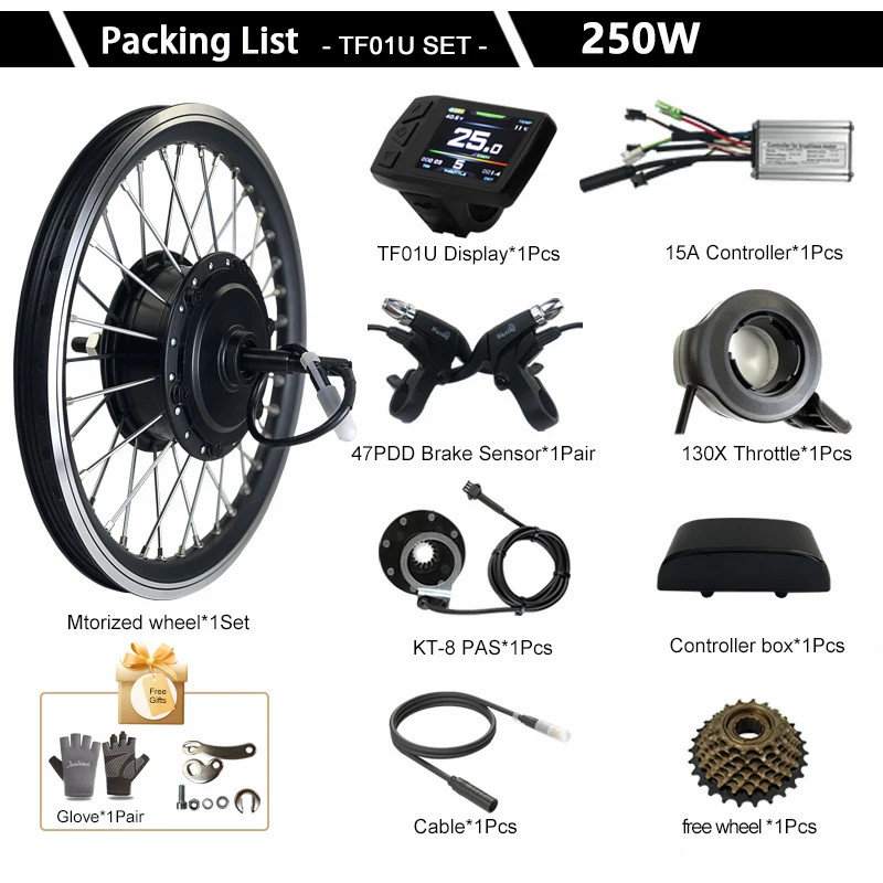 E-bike Conversion Kit 36V 250W 48V Brushless Rear Rotate Hub Motor Wheel