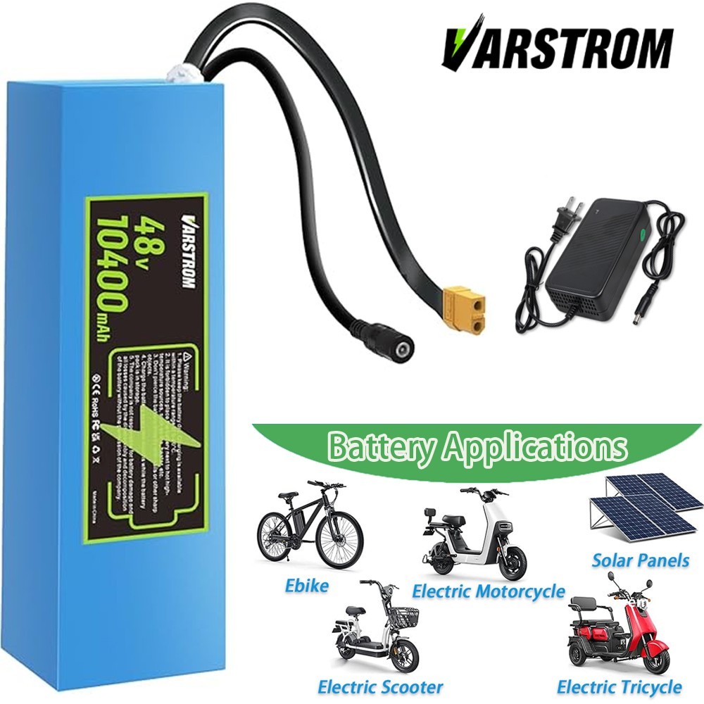 48V 10Ah Lithium-ion Ebike Battery, Rechargeable for Scooter 48V250W-1000W Motor