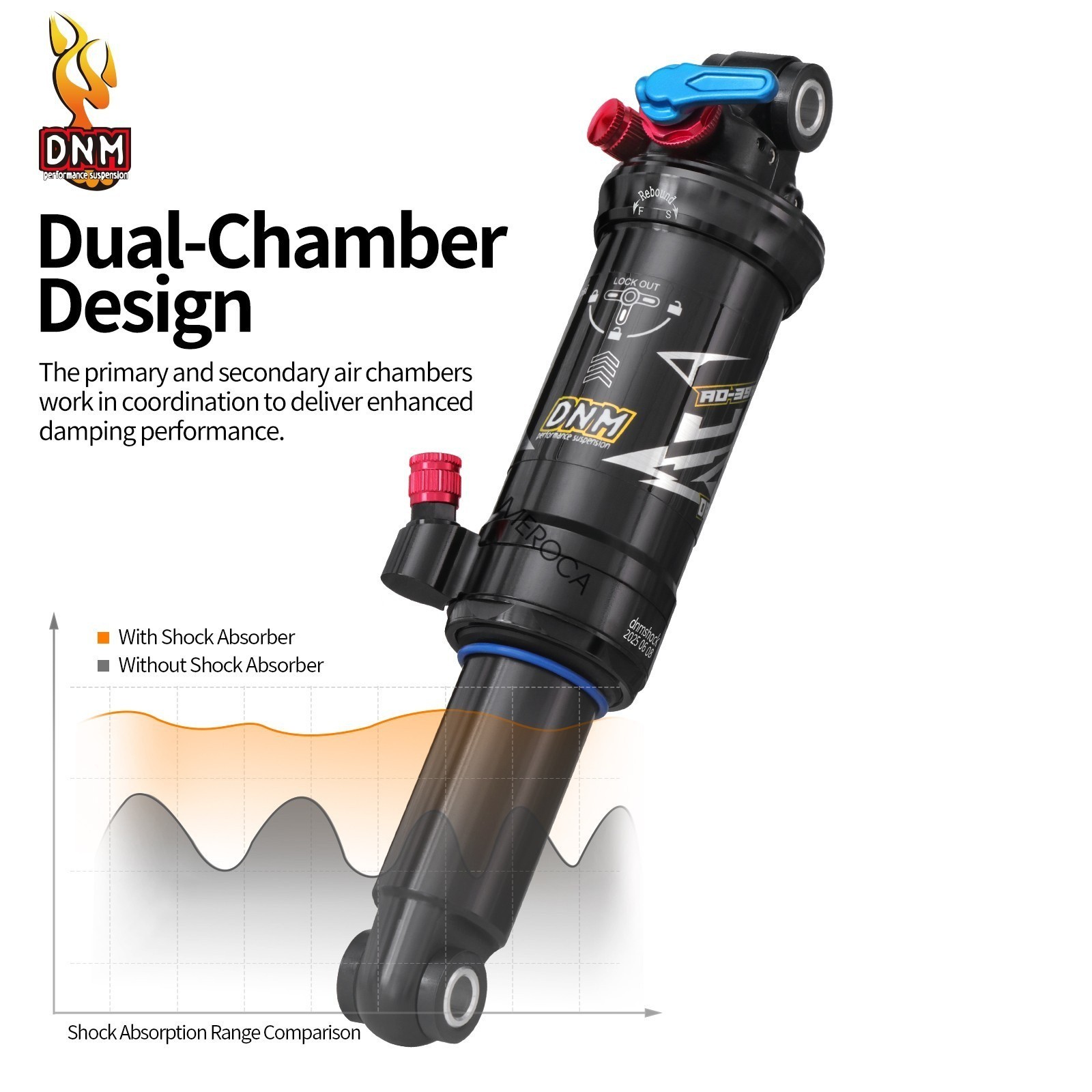 DNM AO39RC Dual Air Rear Shock Mountain Bike Shock 3-Step Lockout 165/190/200mm