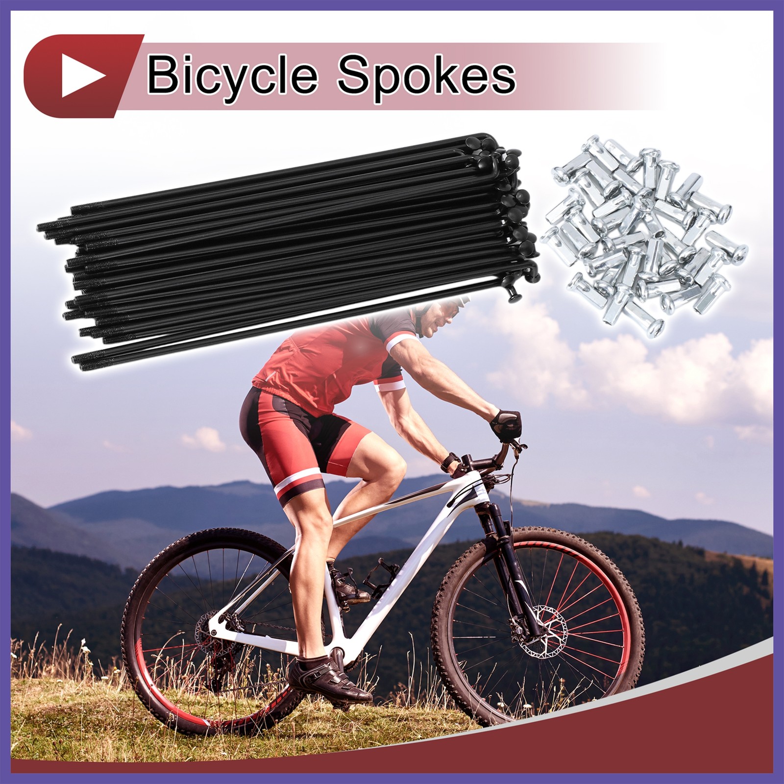 36 Set 12G Bicycle Spokes 133mm Bike Wheel Spokes 45 Steel Black