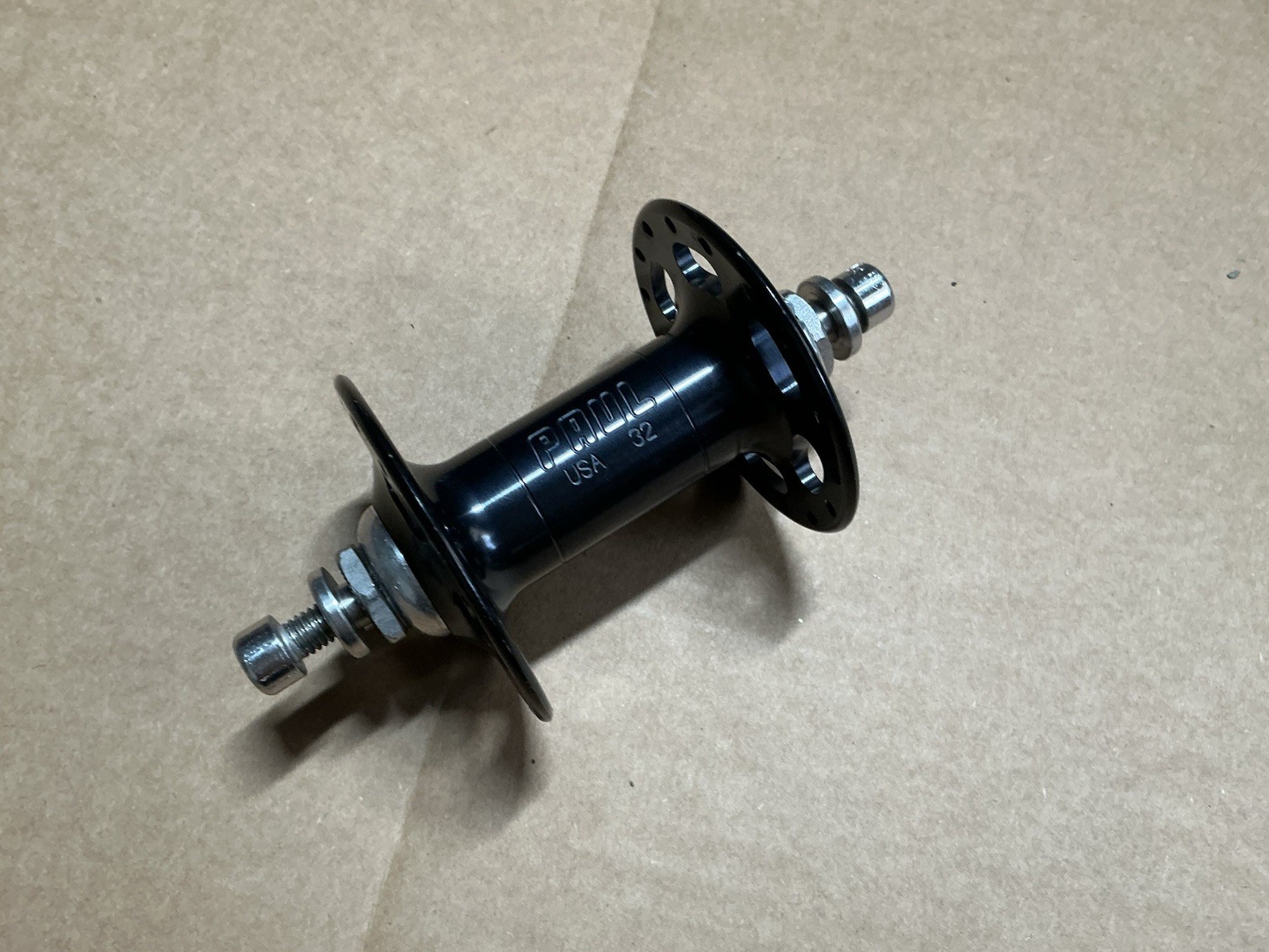 Paul Components High Flange Front Hub, 100mm Spacing, 32 Hole, Bolt-On, Black