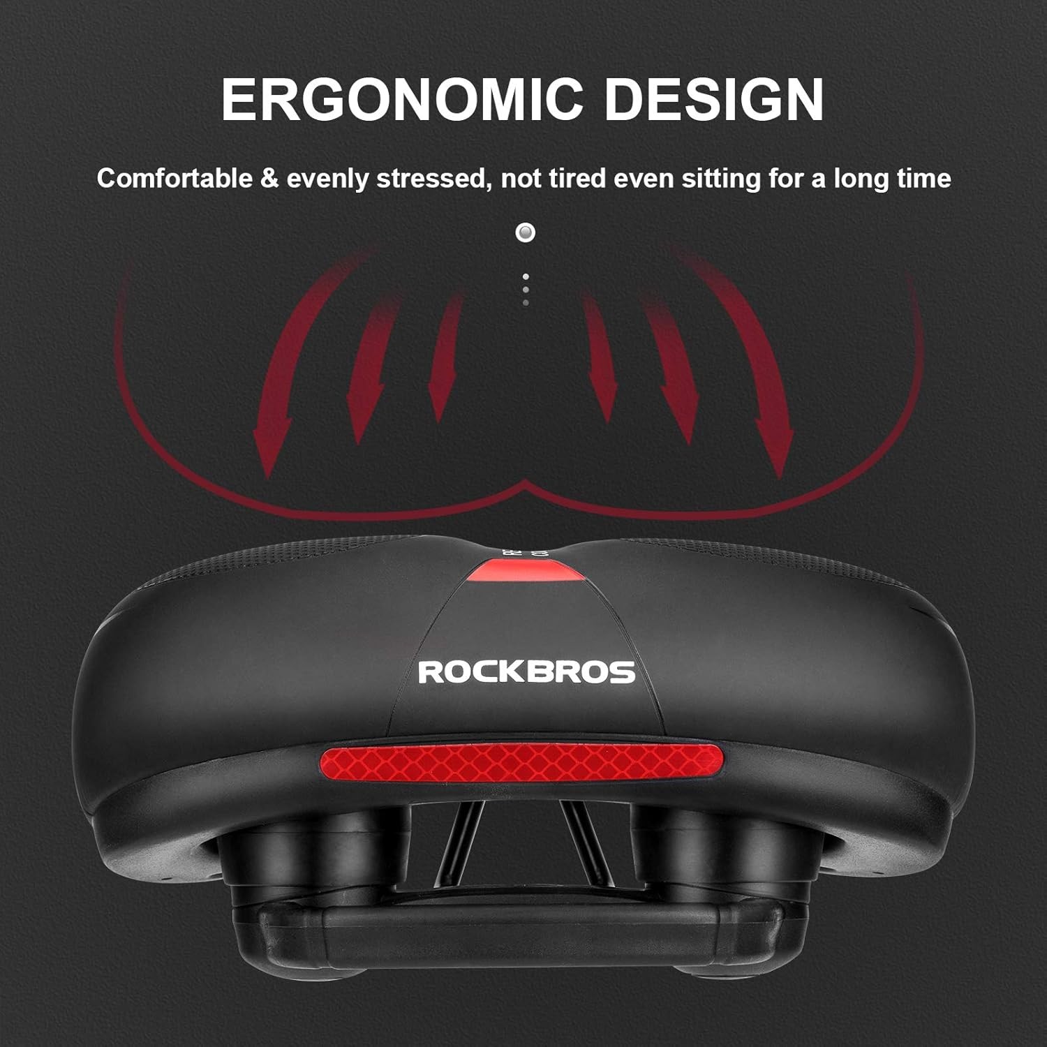ROCKBROS Comfort Bike Seat Cushion Wide Memory Foam Padded Saddle with Reflect