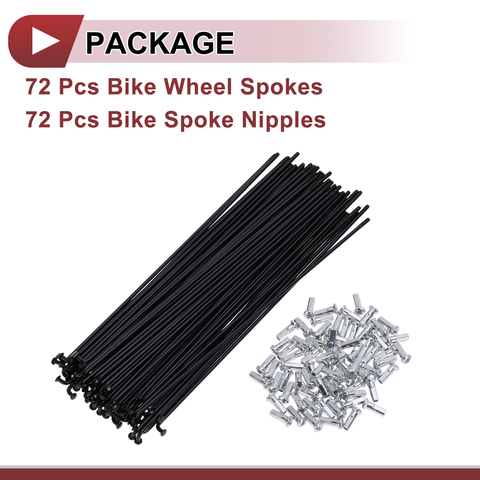 72 Set 13G Bicycle Spokes 185mm Bike Wheel Spokes Carbon Steel Black