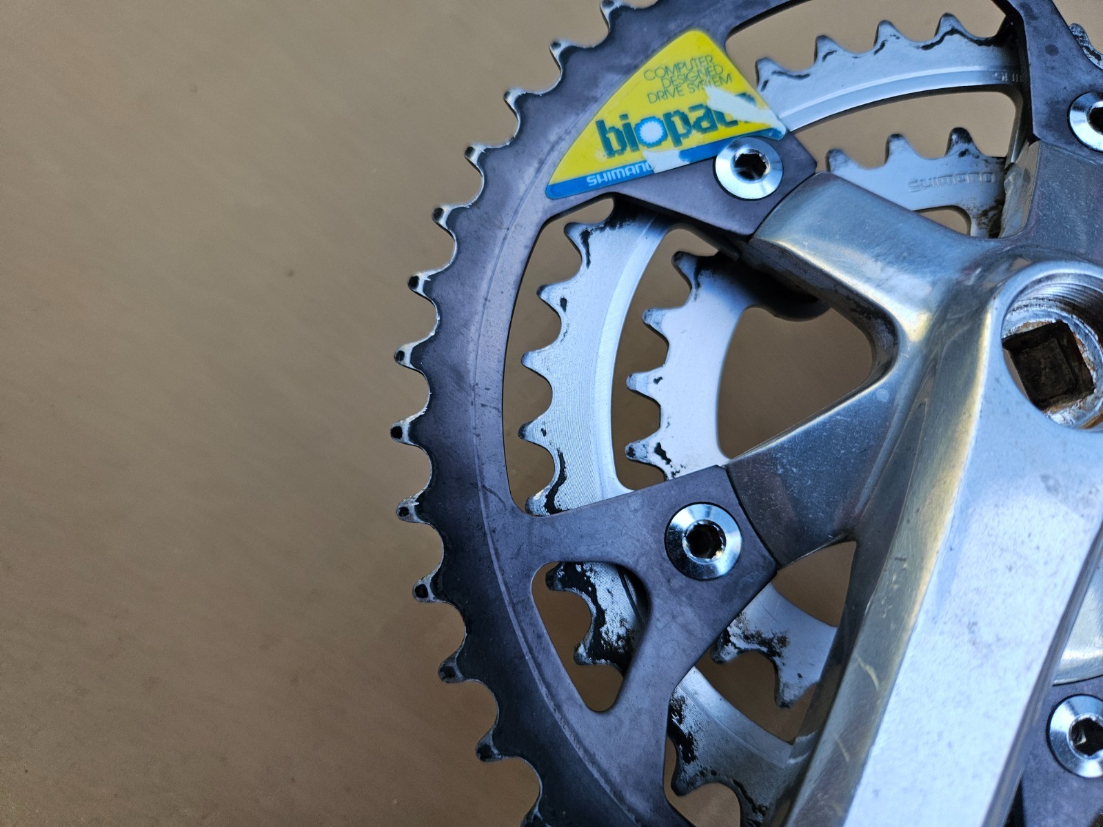 Vintage Shimano FC-B124 BioPace Triple Mountain Crankset 175mm 48/38/28 XT Japan