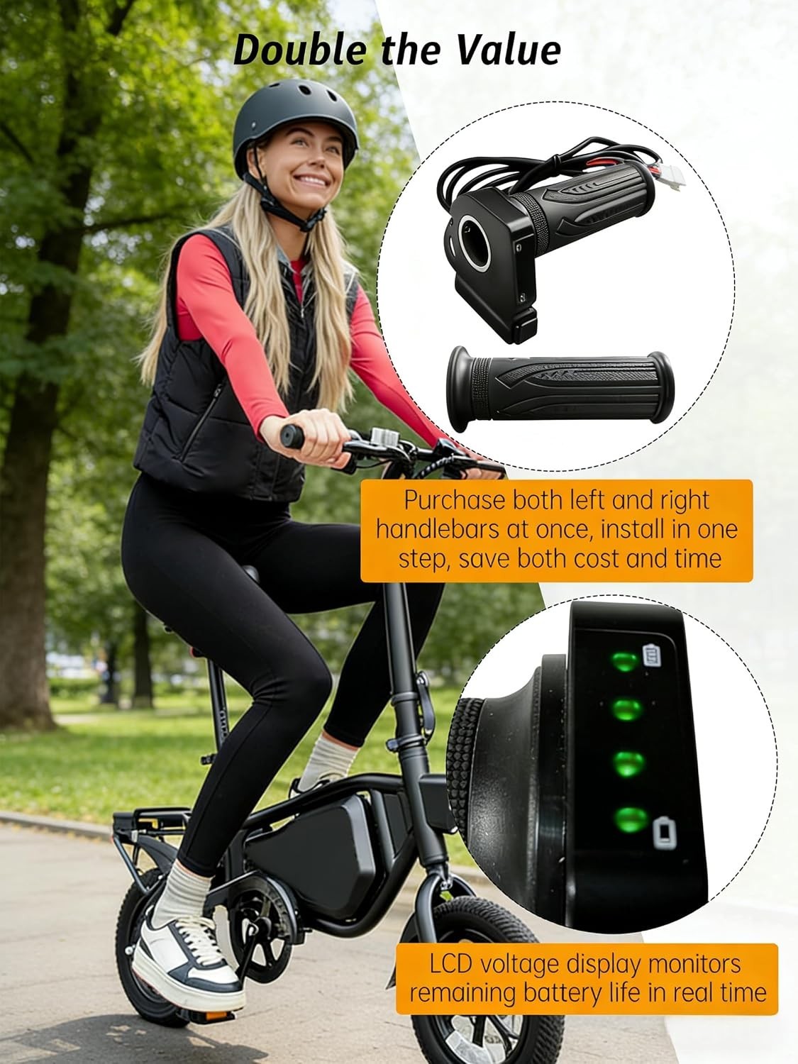36V Electric Bike Throttle Twist Grip with Cruise Control Button | 6-Pin Repl…