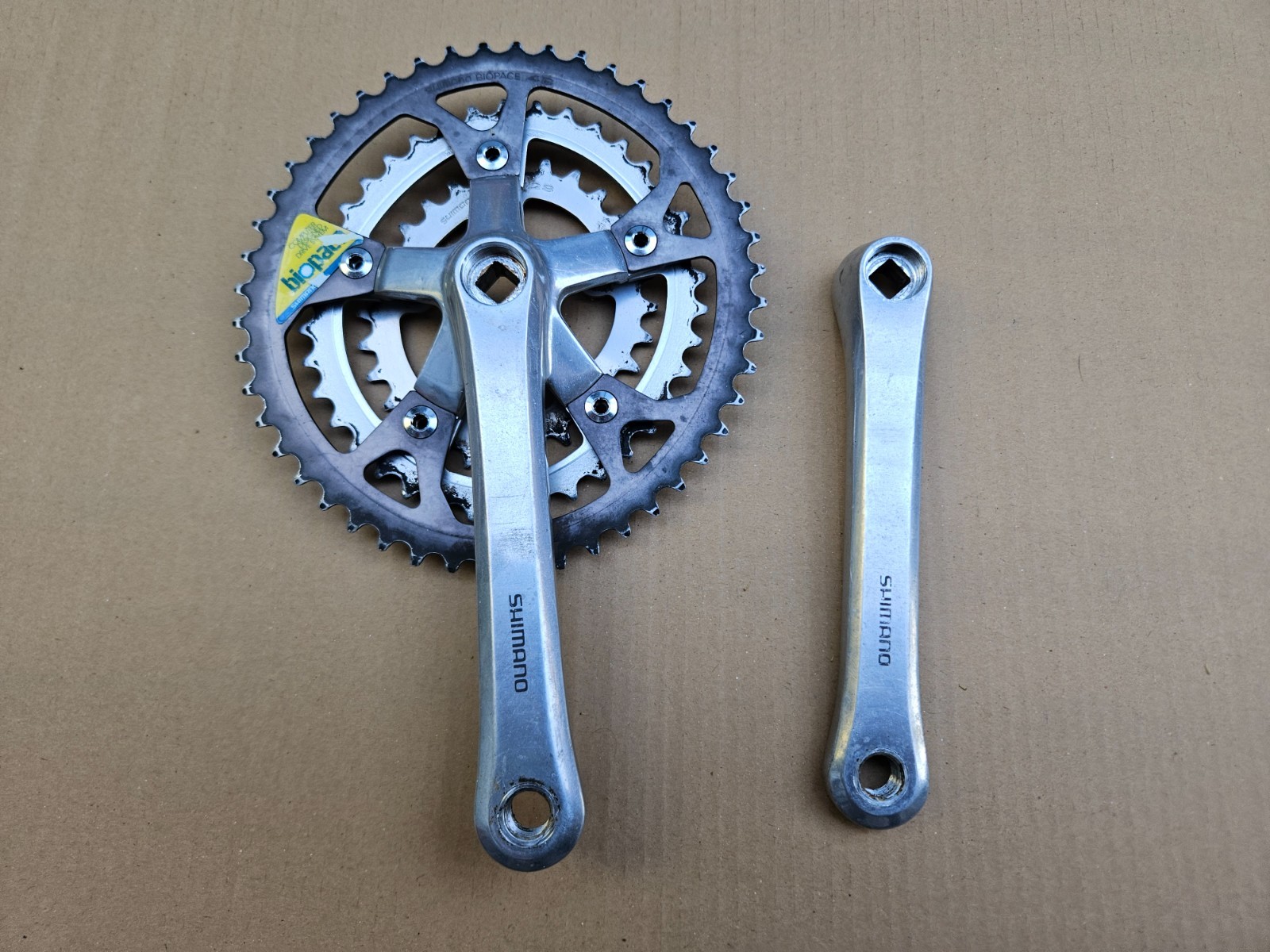 Vintage Shimano FC-B124 BioPace Triple Mountain Crankset 175mm 48/38/28 XT Japan