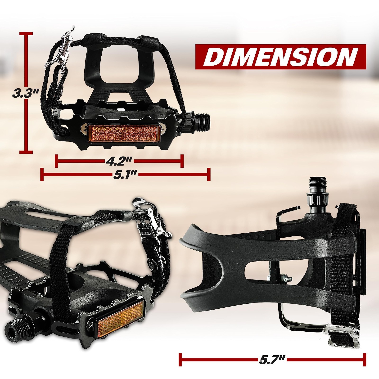 Universal Fit Bicycle Pedals 9/16″ – Non-Slip, Durable, Lightweight for Adult MT