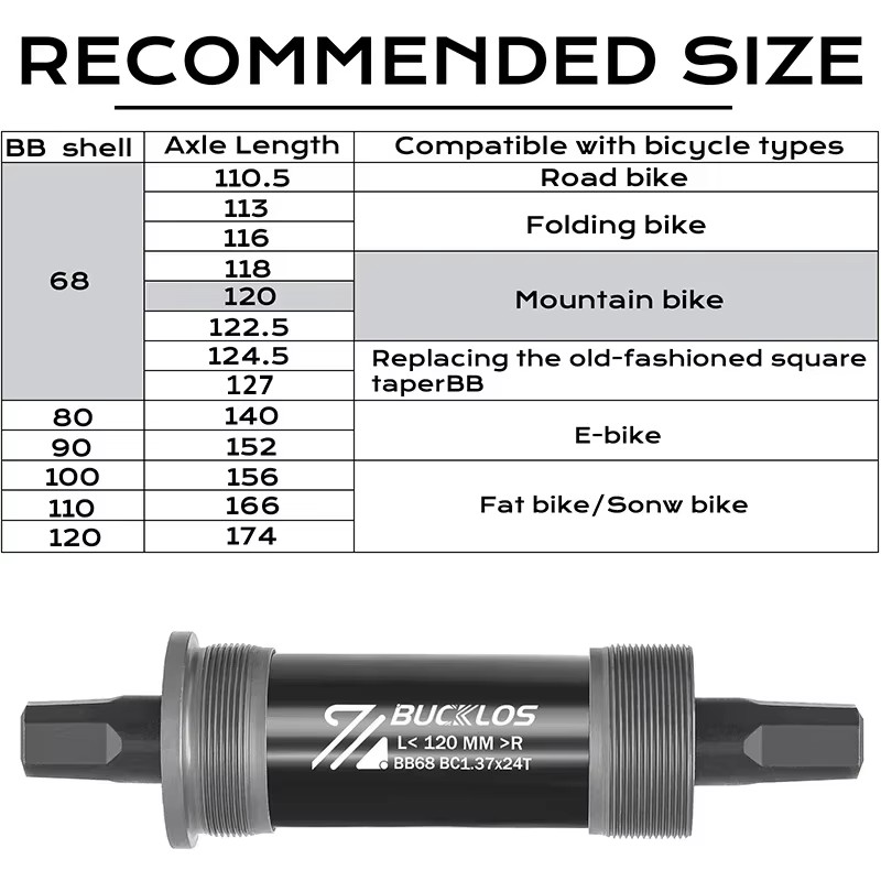 Bike Bottom Bracket BSA BB68 Sealed Bearing Bicycle Square Threaded Bottom Brack