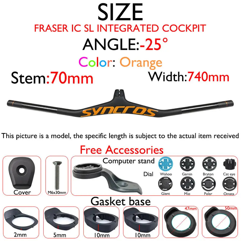 Carbon Fiber MTB Bicycle Integrated Handlebar with Stem Angle -8/-17/-25 Degree
