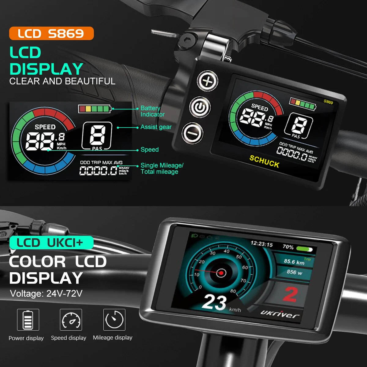 E-bike Controller 48V 52V 60V 72V 60A Sinewave Dual Mode Controller Hub Motor