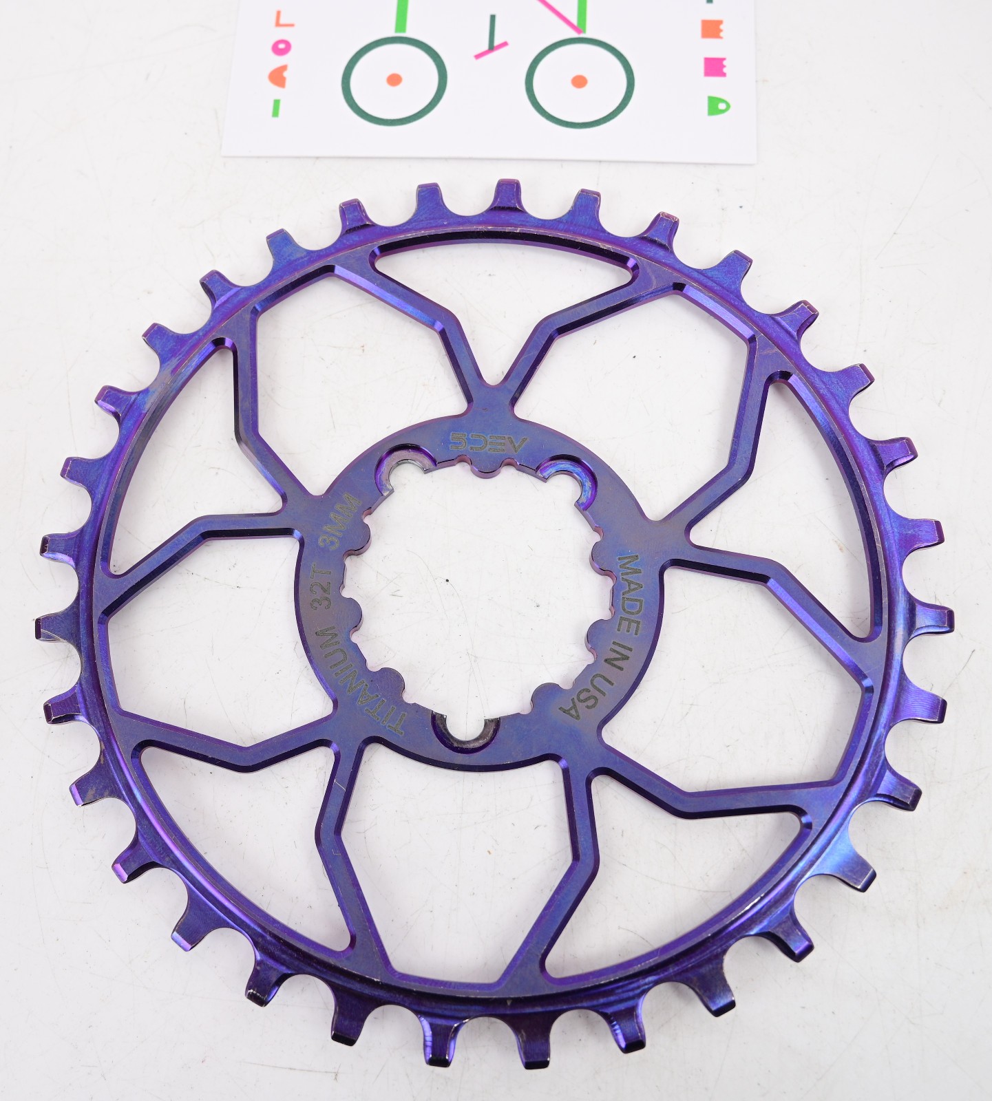 5DEV Titanium Purple, SRAM 3-Bolt Direct Mount Bike Chainring, 32T, 3mm Offset