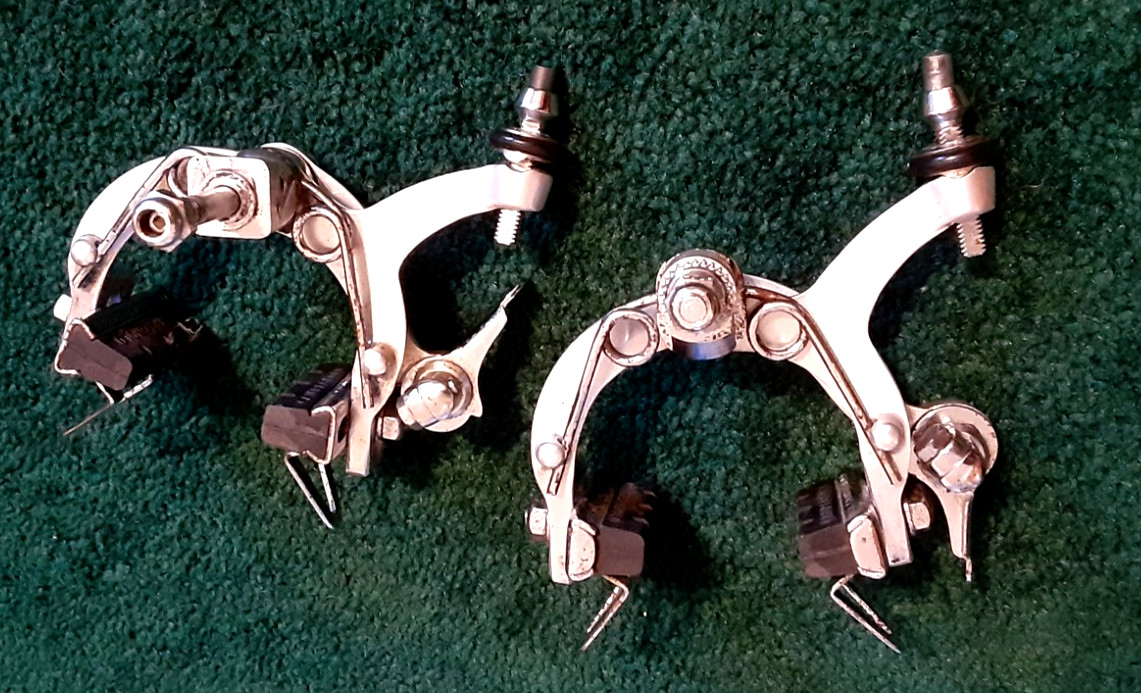 Used Campagnolo 1972 Record Brakes, Front & Rear, Standard, Adj. Screw, Pads