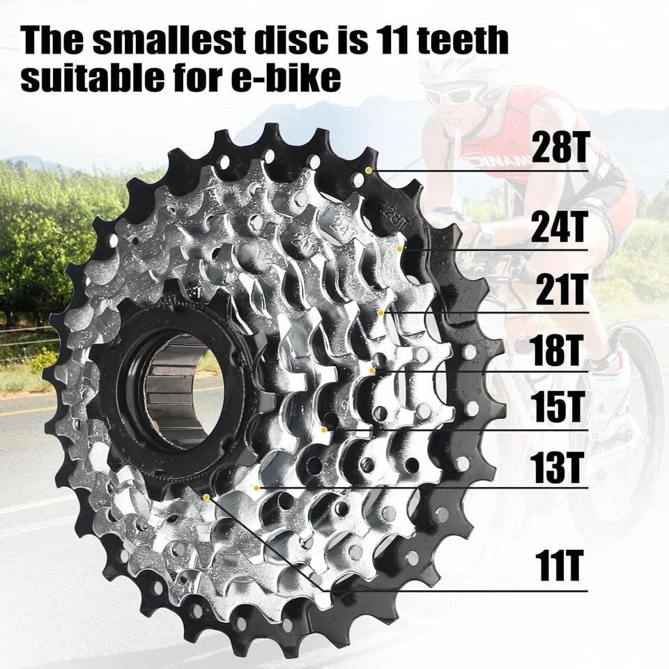 7/8 Speed E-Bike Freewheel 11-28 Teeth/11-32 Teeth Screw On 7 Speeds 11-28T