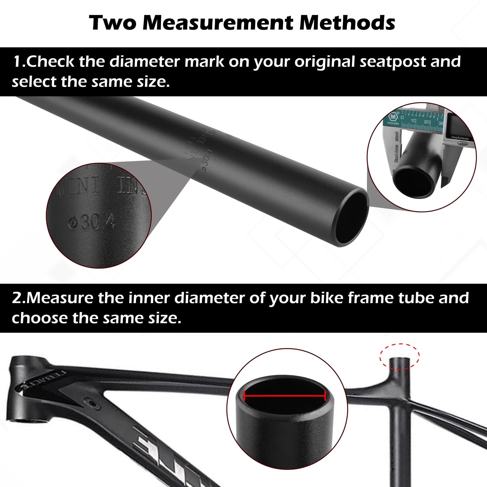 Bike Seat Post 25.4mm 27.2mm 28.6mm 30.4mm 30.8mm 31.6mm Aluminum 350mm Lengt…
