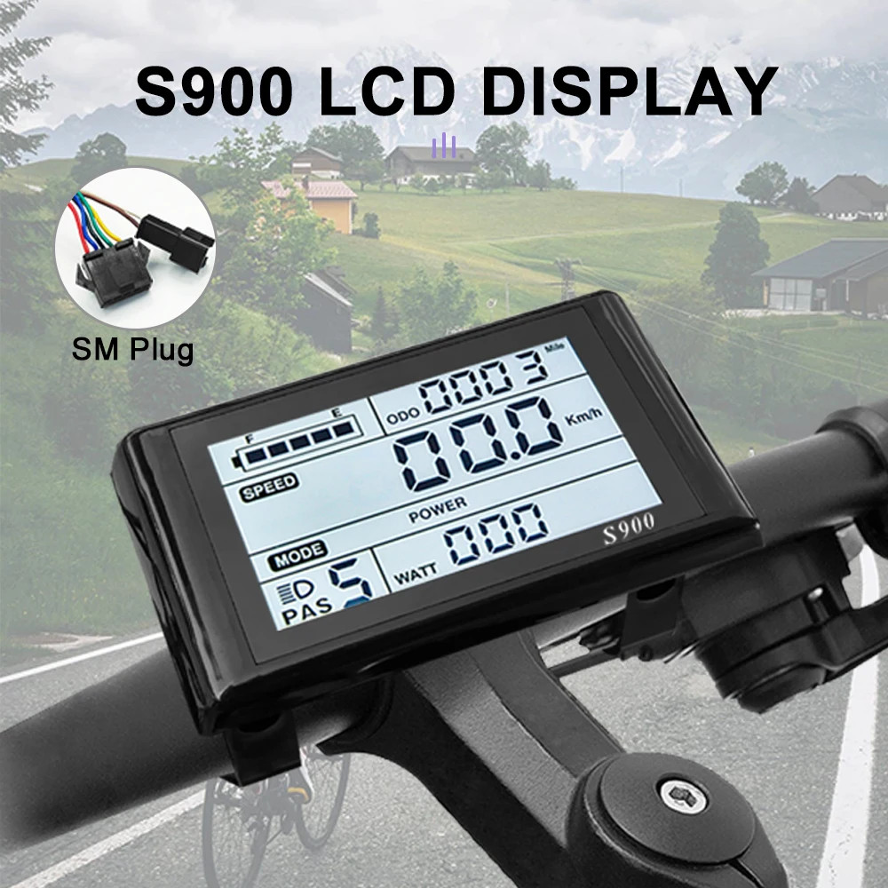 E-bike Display S866 S900 UKC1 LCD Display 24V-48V SM/Waterproof Connection Plug