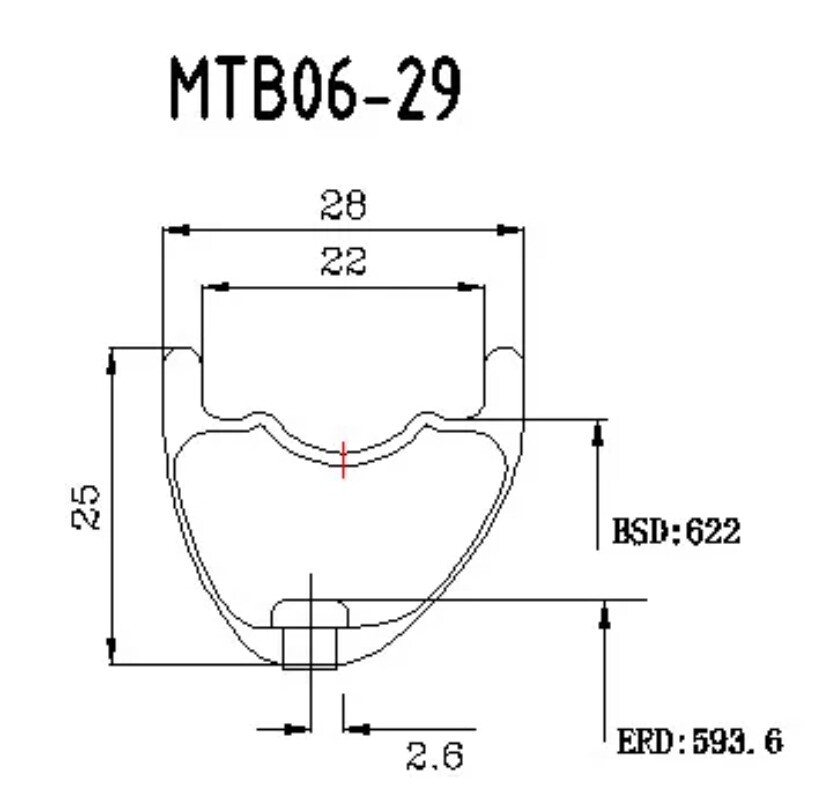 Carbon MTB Rim 29er/27.5er Asymmetry 28 External Width 22mm Internal Tubeless