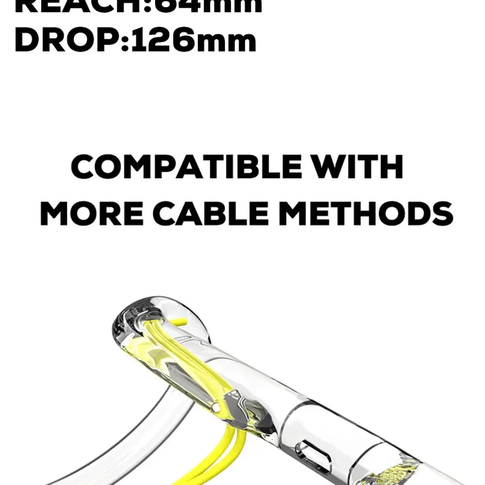Road Bike Handlebar 380mm/400mm/420mm/440mm Black Matt Fully Internal Routing