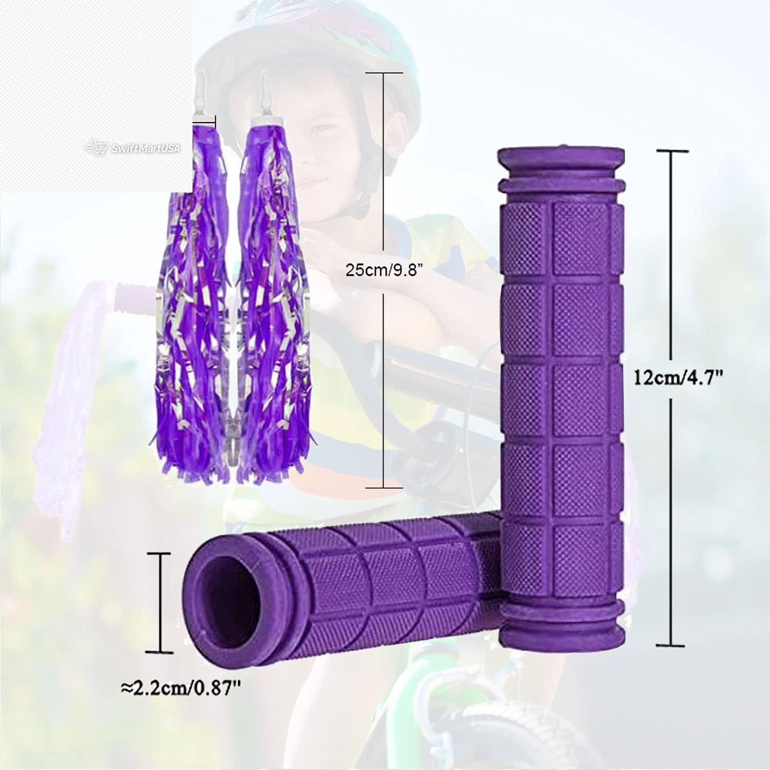 Kids Bike Handlebar Grips with Tassel Streamers Girls Boys Bicycle Scooter BMX