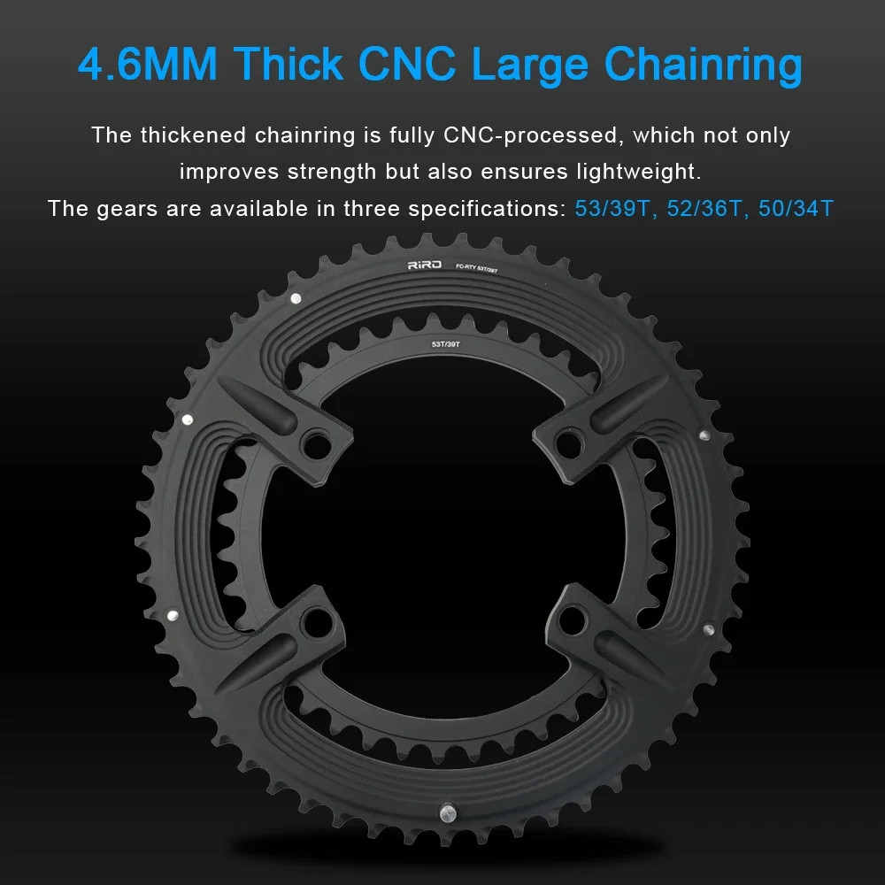Road Bike 4 Bolt 110BCD Chainring 50-34T 52-36T 53-39T Crankset Round Chainwheel