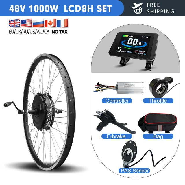48V 1000W Ebike Motor Kit Rear Brushless Geared Hub Motor Wheel with LCD Display