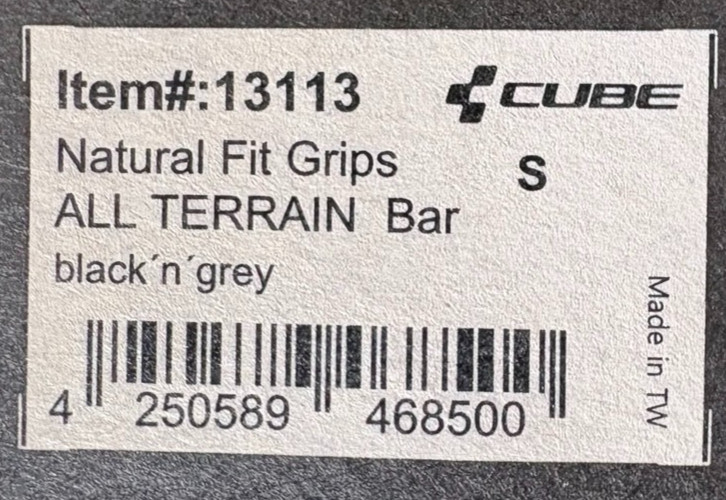 Cube Natural Fit All Terrain Bar Ends Medium Grips S Black/Grey 13113-S