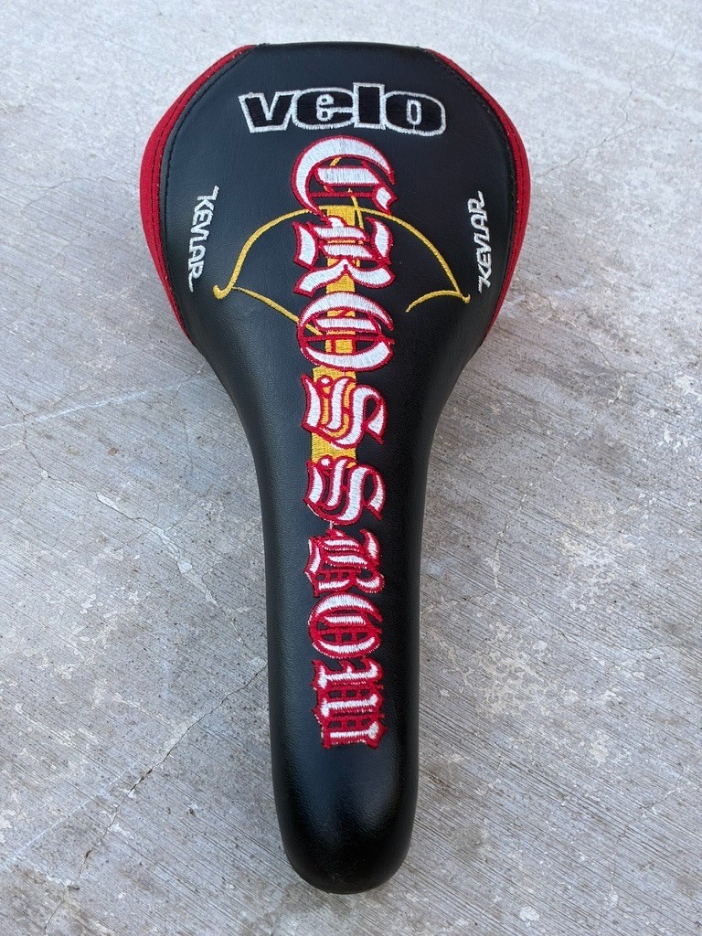 NOS Velo Crossbow Embroidered Road MTB BMX Saddle | CrMo Rails