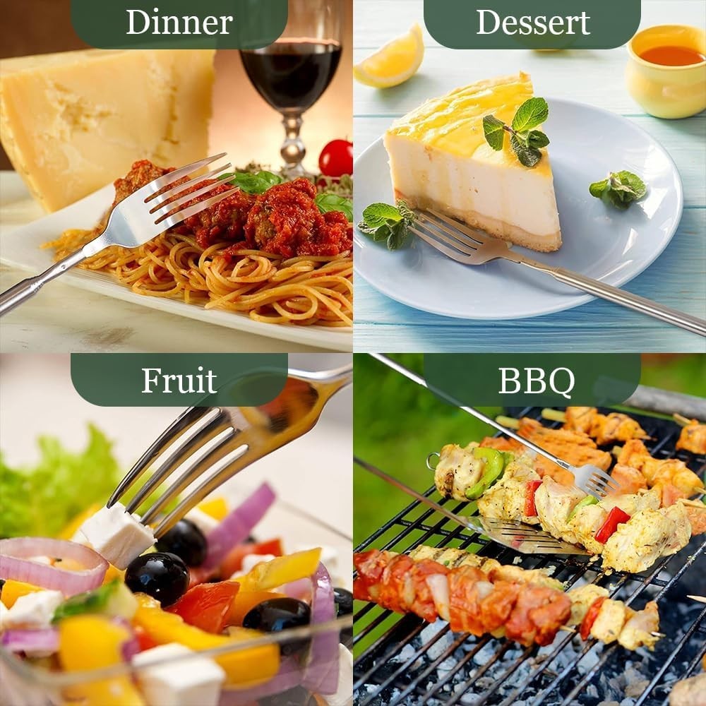 Extendable Fork – 8.7 to 25.4 Inch Long, Telescopic & Retractable for BBQ, Di…