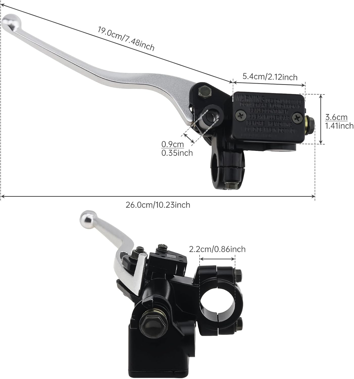 22mm M10 Motorcycle Handlebar Front Left Hand Brake Master Cylinder Clu