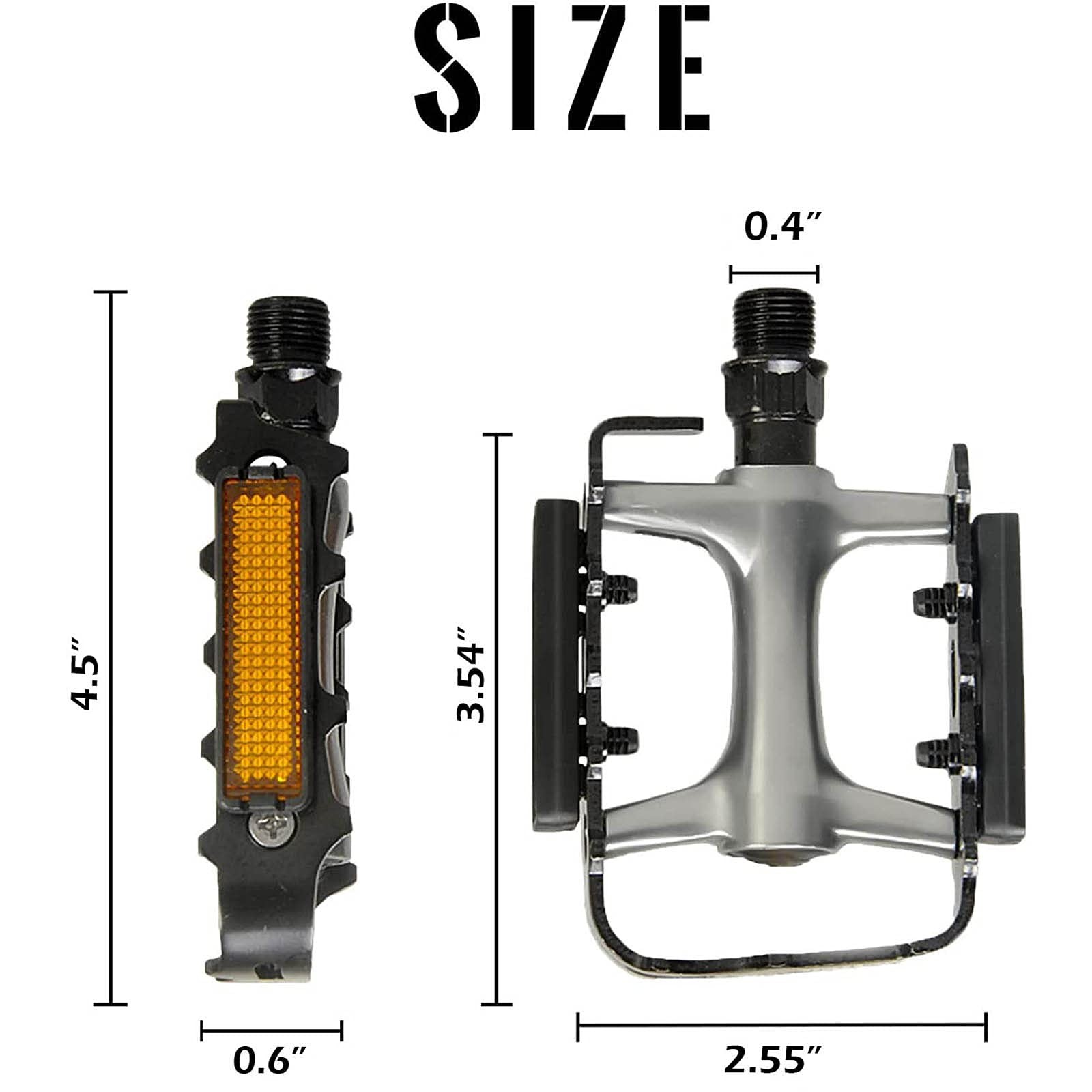 MOHEGIA Bike Pedals,MTB Flat Bicycle Pedal Sets,9/16 4.5*3.54*2.55, silver