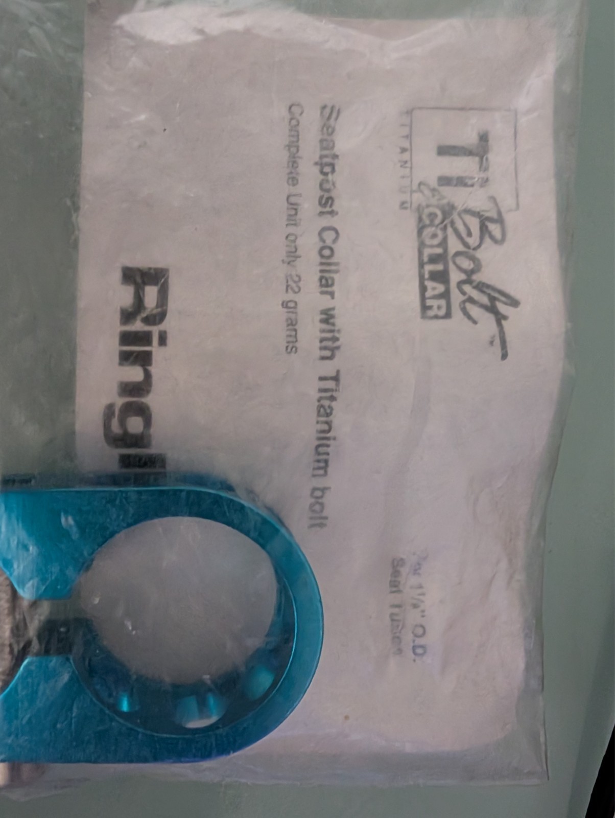 RINGLE SEATPOST COLLAR/CLAMP Turquoise 1/1/8 NOS