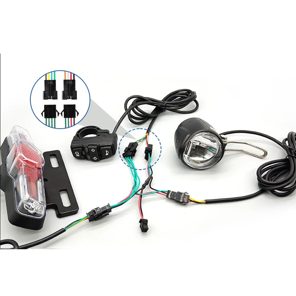 LED Headlight Tail Light Set 24V 36V 48V Horn Turn Signal Switch E-Bike Parts