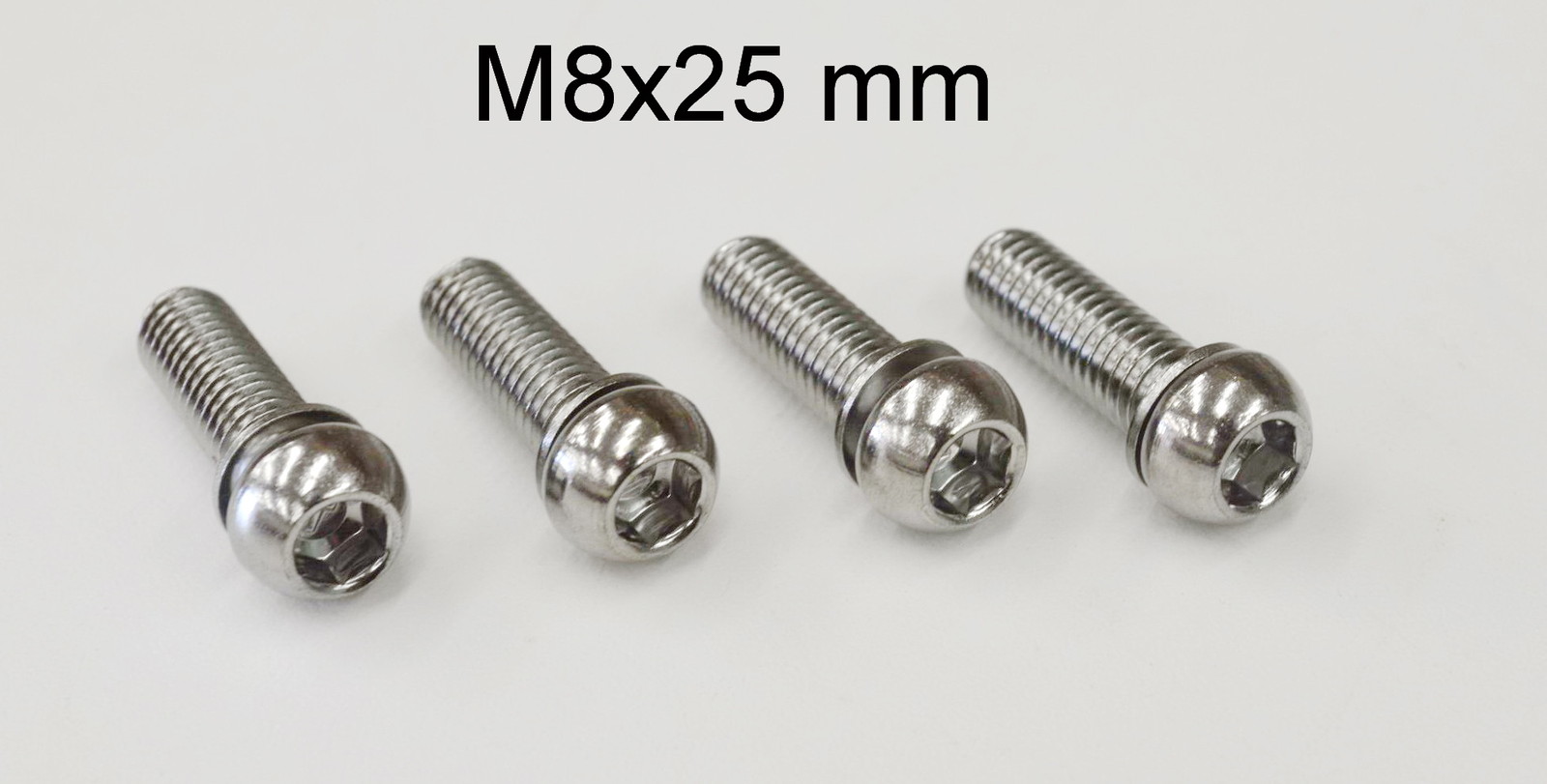 4x New Stem Bolts M8x25mm Round Hex Head 13mm With Washer Bicycle Stem Bolts