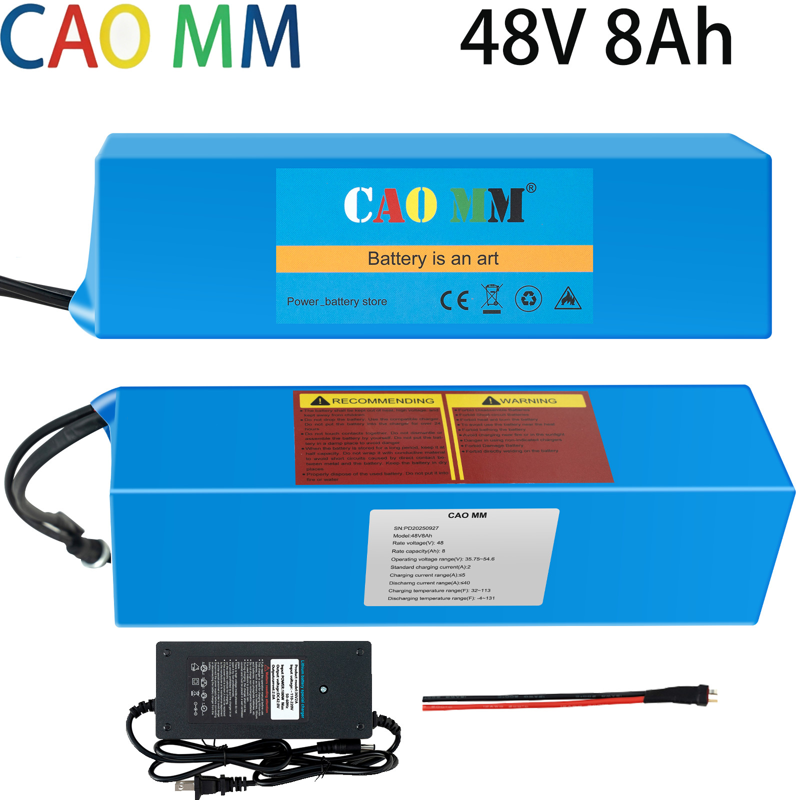 48V 8AH Ebike Lithium Battery for Electric Bicycle 100W-750W Motors W/ 30A BMS