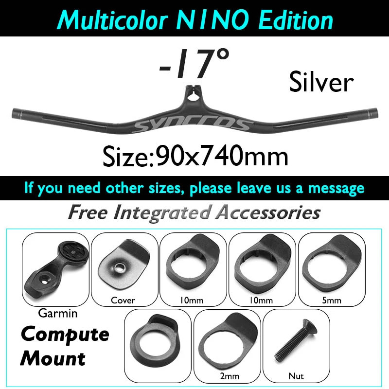-8/-17/-25 Degree Carbon Fiber Mountain Bike Integrated Handlebar 90*740mm