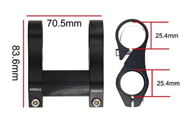 Double-Stem 25.4mm Handlebar Riser Adapter Ultralight Bike for Folding Black
